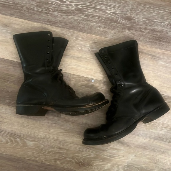Corcoran vintage red tag USA Black Leather Military Jump combat Boots Size 8.5 D main image 8